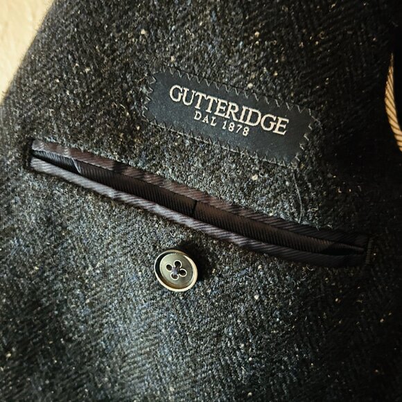 Gutteridge Navy Tweed Herringbone Men's Sportscoat - Picture 4 of 5